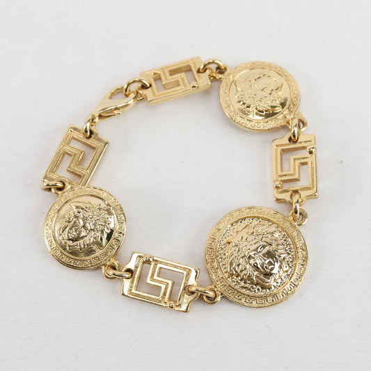 Vintage Gianni Versace Medusa Head Coin Bracelet – Gold-Tone