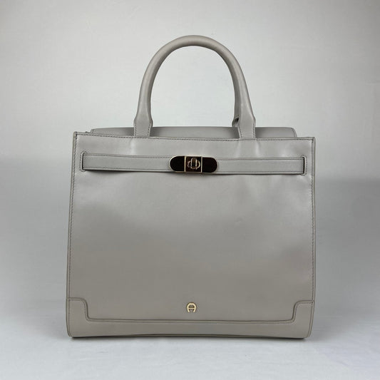 Aigner Grey Leather Handbag