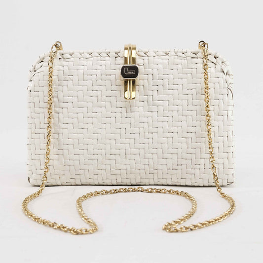 Lancel Woven Wicker Chain Strap Bag