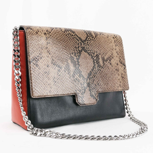 Hugo Boss Snake Print Leather Shoulder Bag