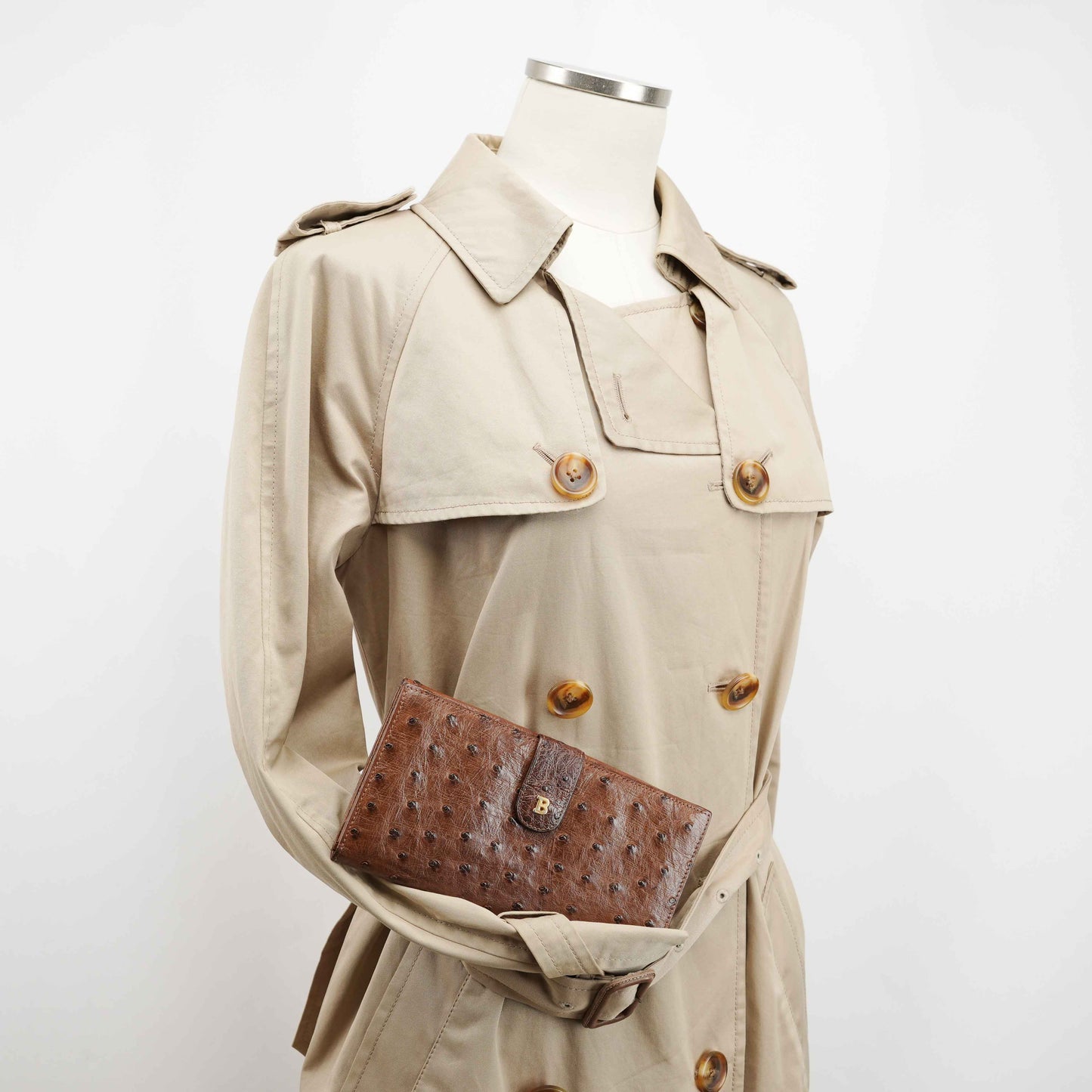 Bally Brown Ostrich Leather Long Wallet – Made in Germany