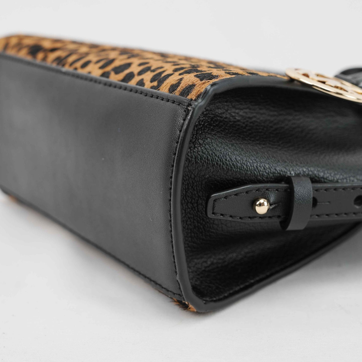 Michael Kors Mercer Gallery Small Leopard Print & Black Leather Satchel Bag