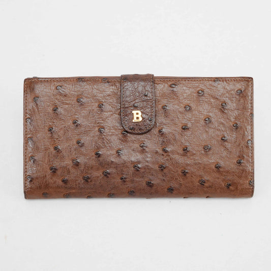 Bally Brown Ostrich Leather Long Wallet – Made in Germany