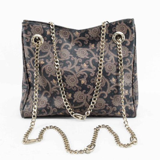 Trussardi Paisley Pattern Coated Canvas Chain Shoulder Bag