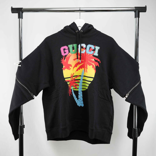 Gucci removable-sleeve Gucci Sunset-print hoodie