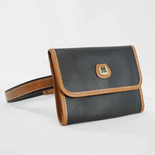 LANCEL Black and Brown Leather Belt Bag