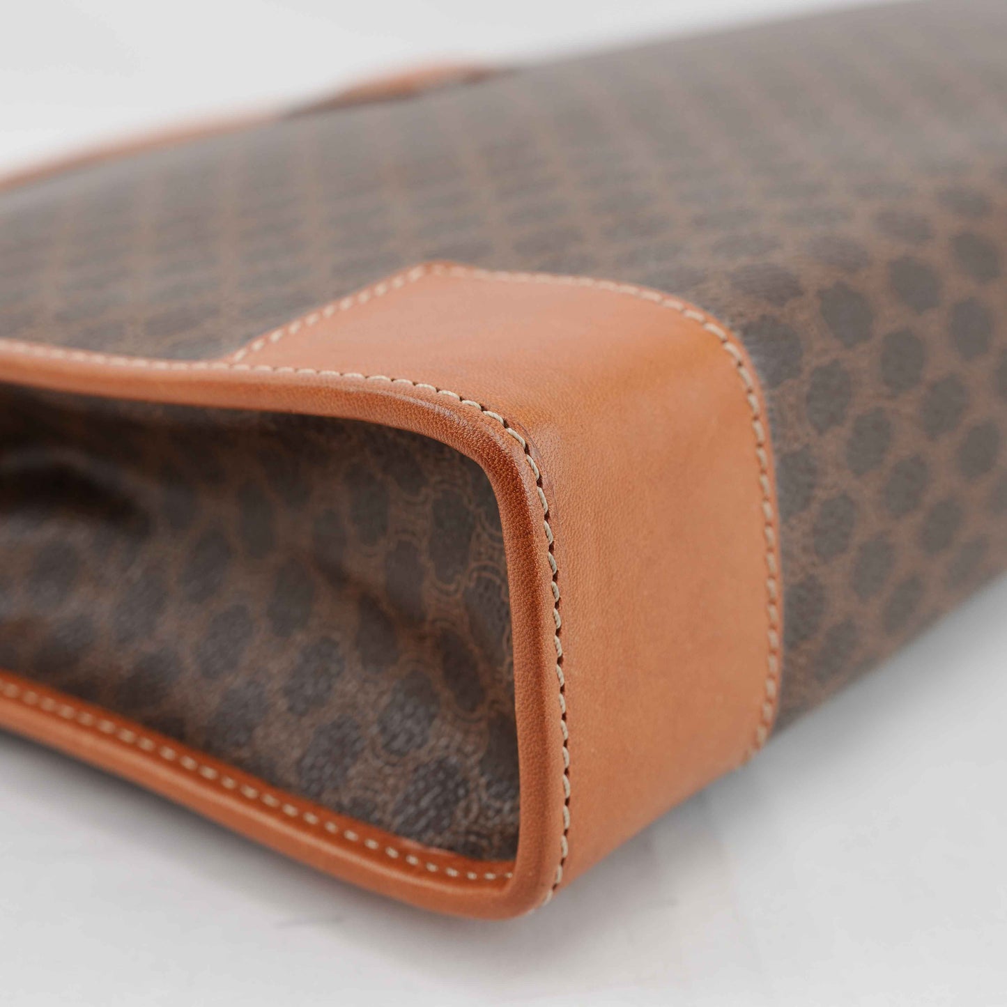 Céline Macadam Coated Canvas Briefcase in Brown and Tan Leather