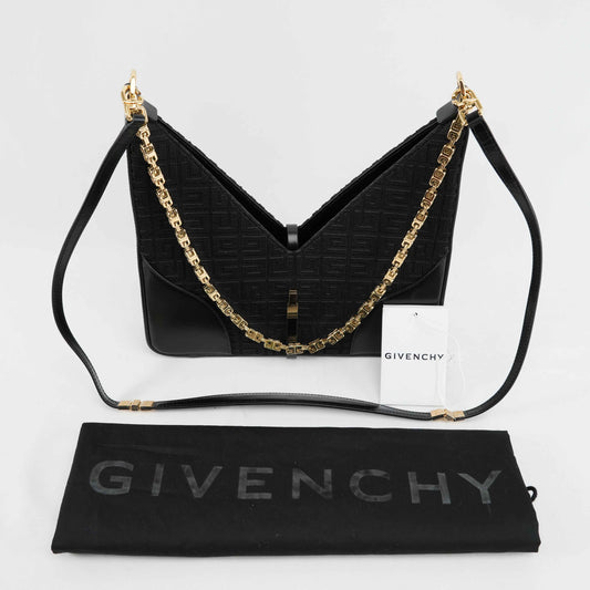 Givenchy Cut Out 4G Monogram Crossbody Bag in Black Canvas and Leather