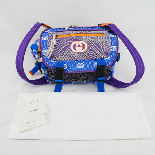 Gucci GG Multicolor Outdoor Technical Canvas Backpack/Body bag – Blue/Purple/Orange