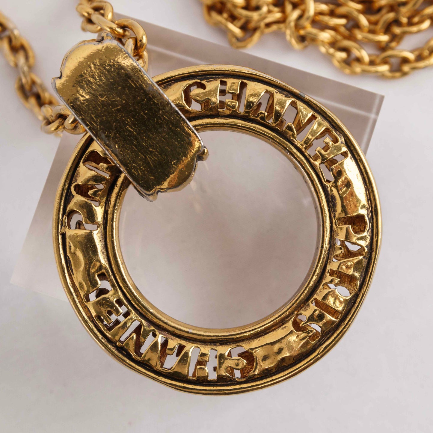 Authentic Vintage Chanel Gold Plated CHANEL PARIS Pendant Necklace