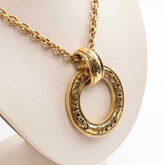 Authentic Vintage Chanel Gold Plated CHANEL PARIS Pendant Necklace