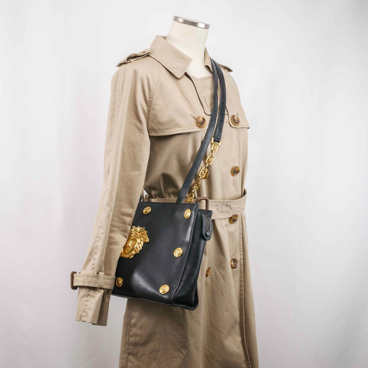 Authentic Vintage Medusa Shoulder bag with Chain Link leather strap