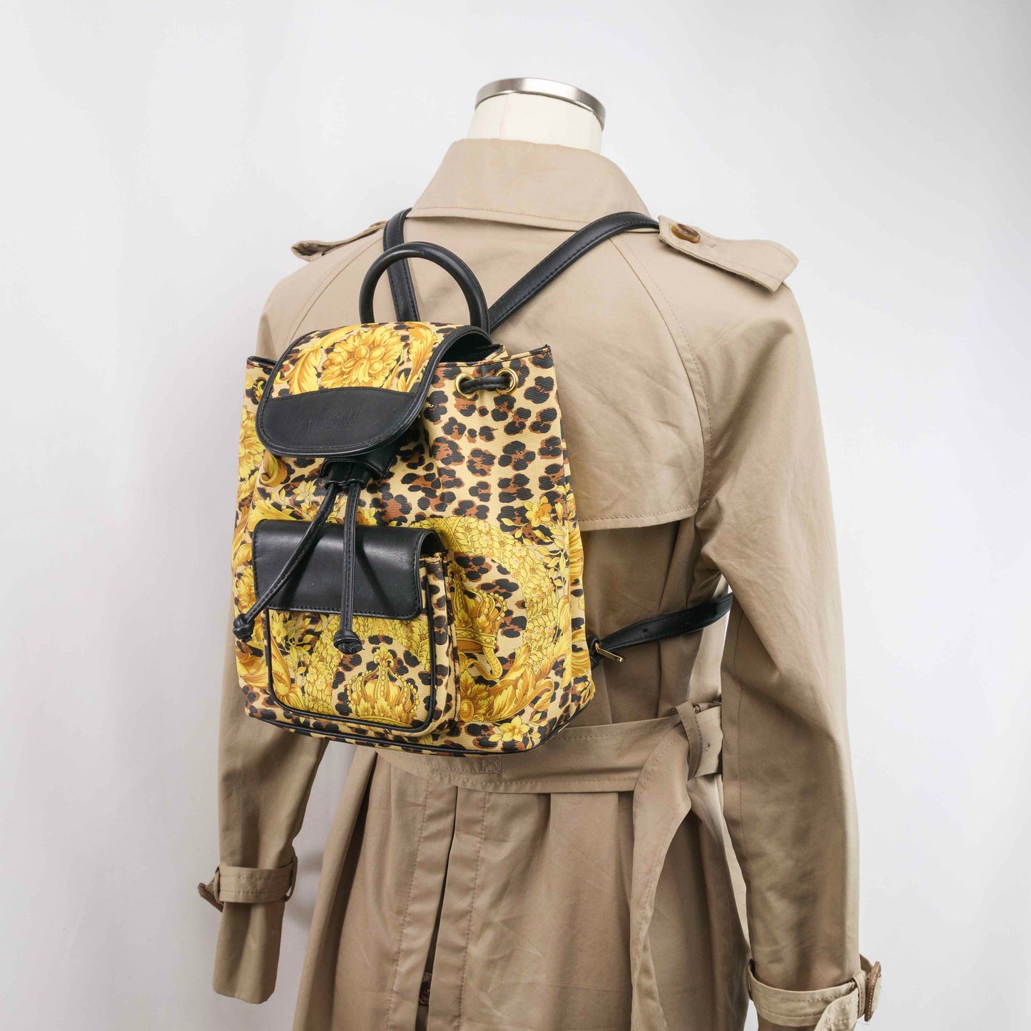 Authentic Gianni Versace Baroque Leopard Sunburst Backpack