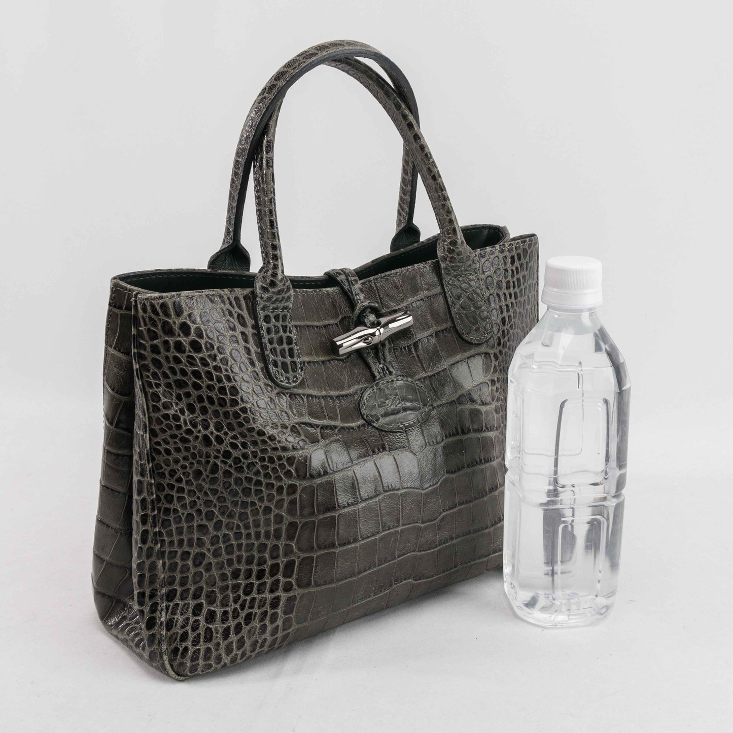 Authentic Longchamp Crocodile-Embossed Leather Handbag