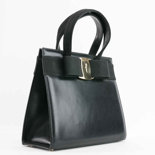 Salvatore Ferragamo Black Leather Shoulder Bag