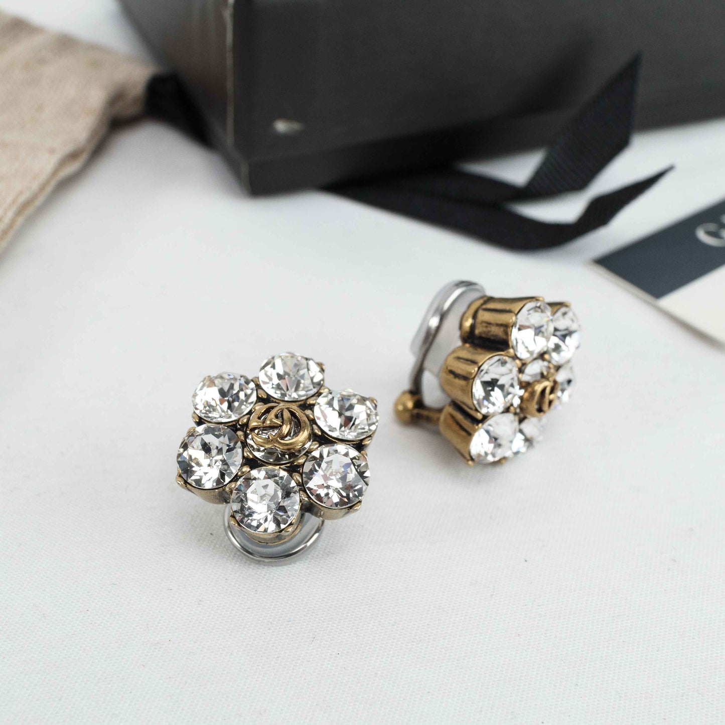 Gucci GG Crystal Flower Clip-On Earrings