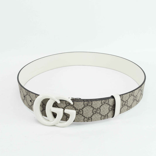 Gucci GG Supreme Canvas Belt with White Resin Buckle - Style 400593