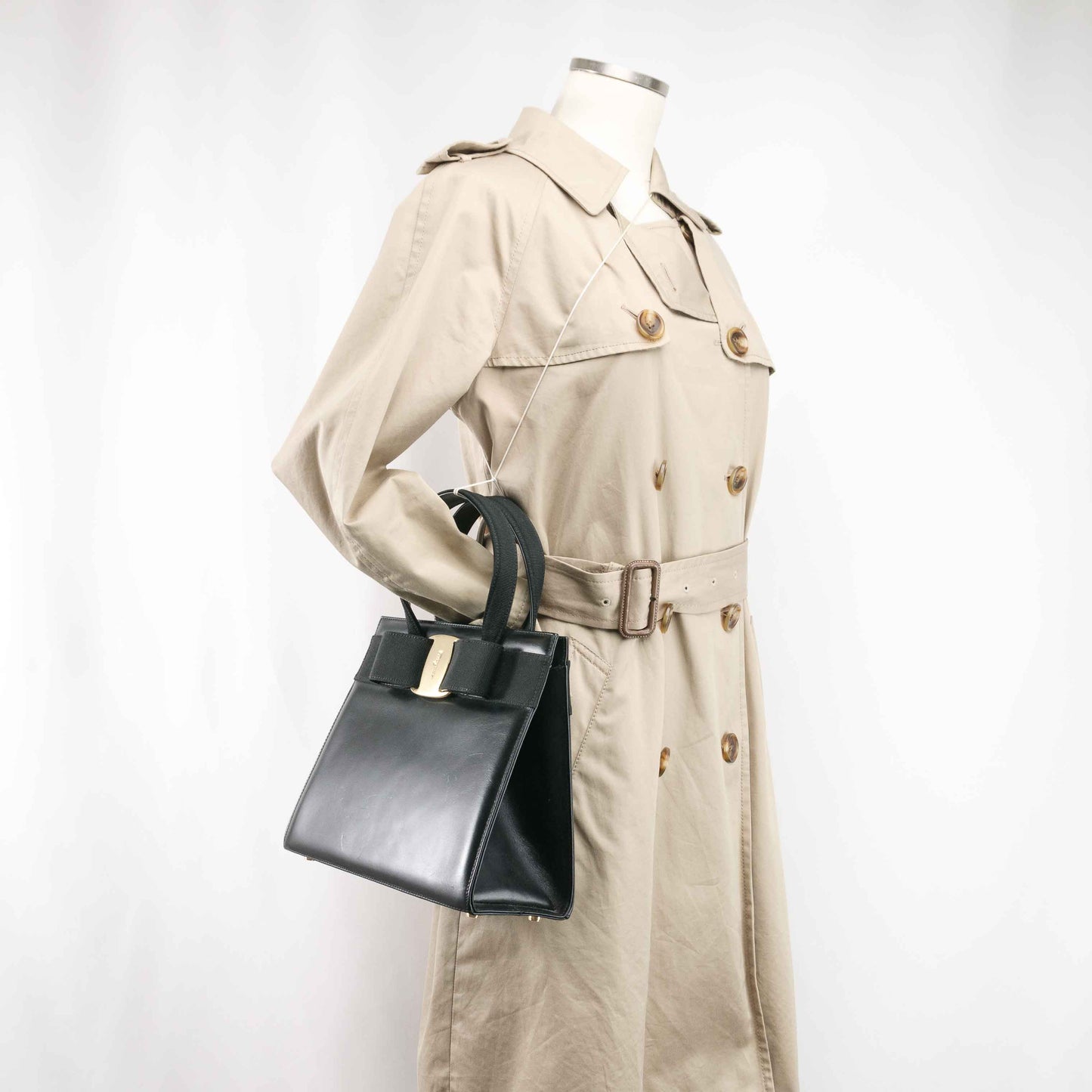 Salvatore Ferragamo Black Leather Shoulder Bag