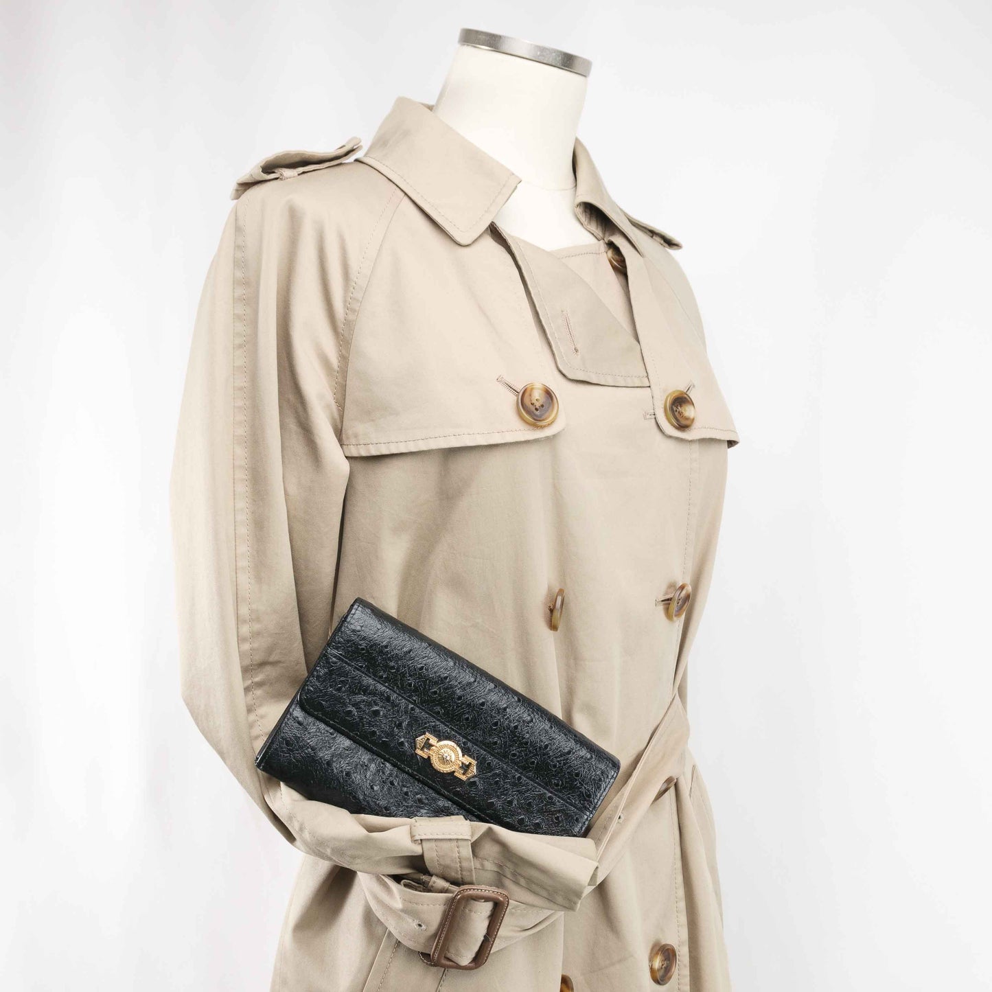 Authentic Vintage Versace Ostrich Leather Medusa Long Wallet