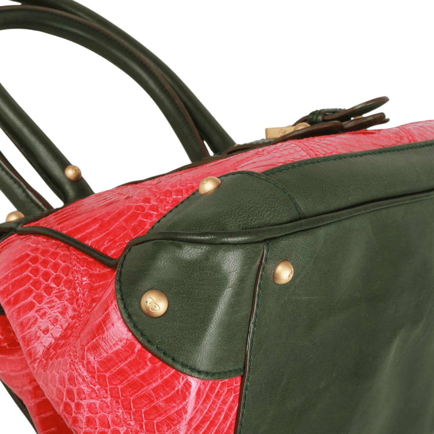 Christian Lacroix Vintage Pink Snake-Embossed Leather Shoulder Bag