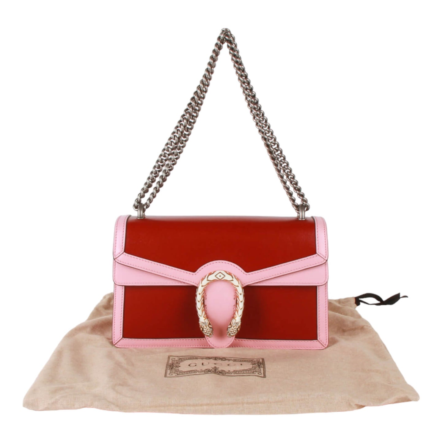 Authentic Gucci Azalea Calfskin Dionysus Cherry Red, Rose off white Shoulder Bag