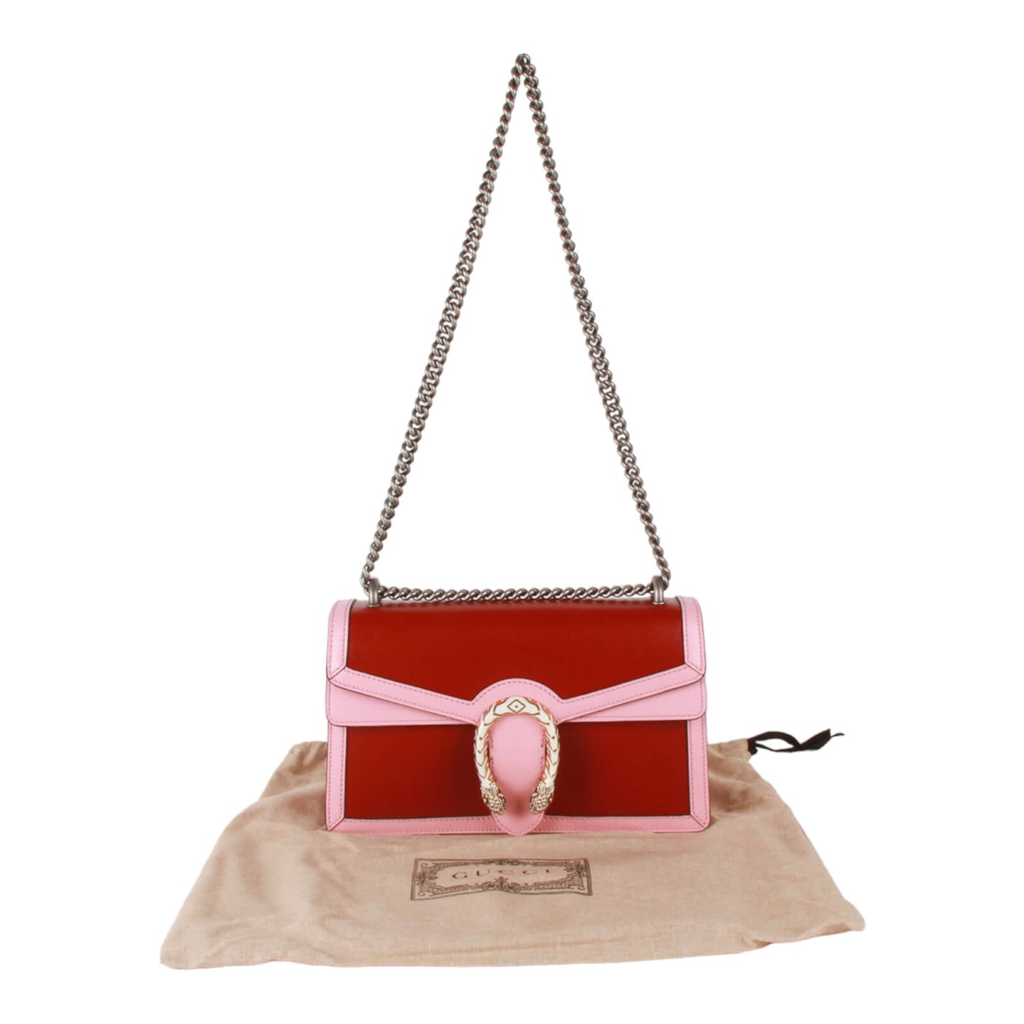 Authentic Gucci Azalea Calfskin Dionysus Cherry Red, Rose off white Shoulder Bag