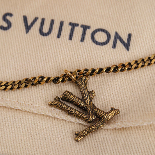 LOUIS VUITTON LV Wood Initial Gold MP2780 GP Necklace