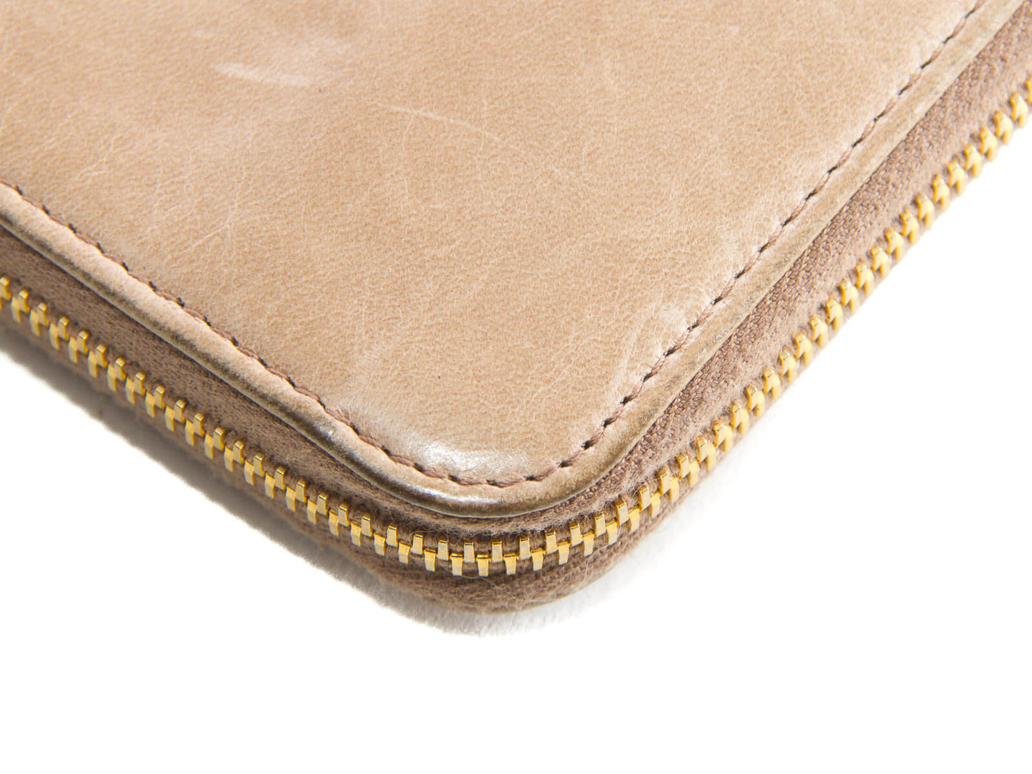 Authentic Prada Vitello Shine Tan Leather zip around wallet