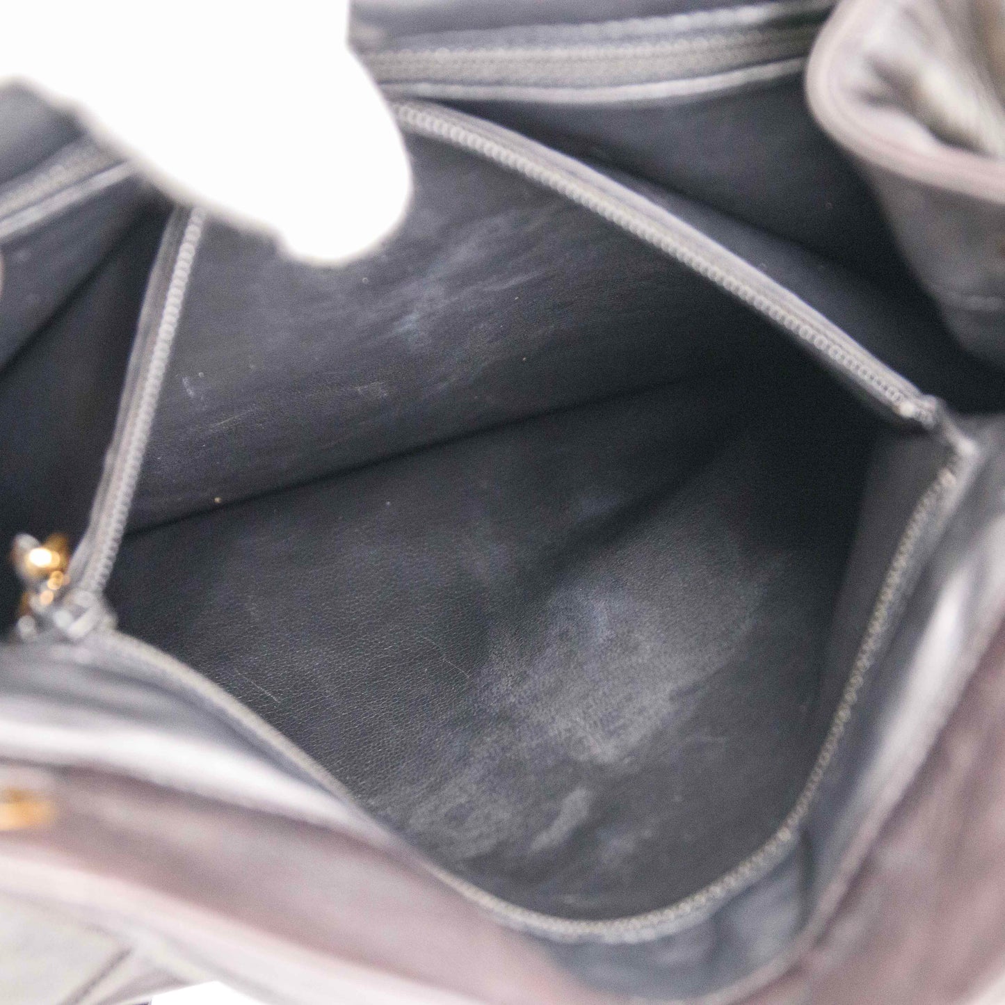 Authentic CHANEL  Lambskin Quilted Tassel Drawstring Backpack Black