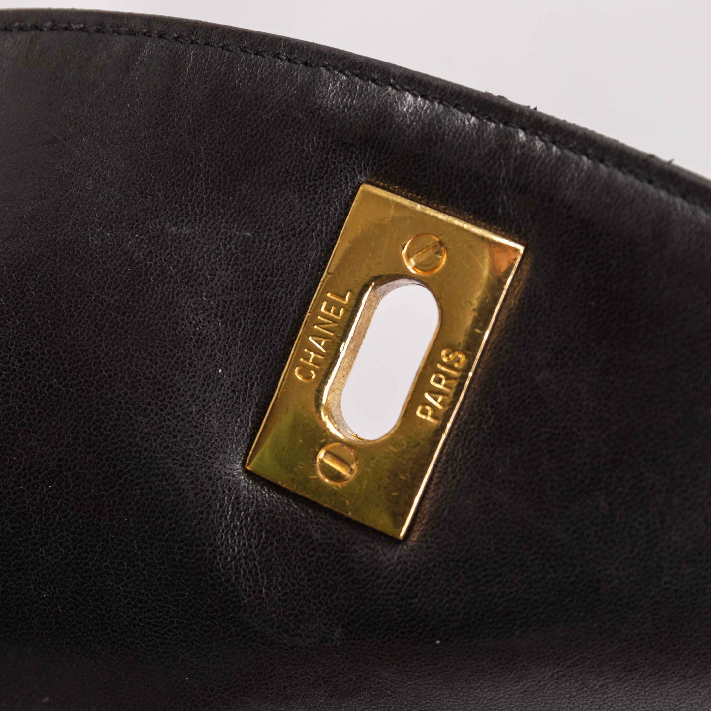 Authentic CHANEL  Lambskin Quilted Tassel Drawstring Backpack Black