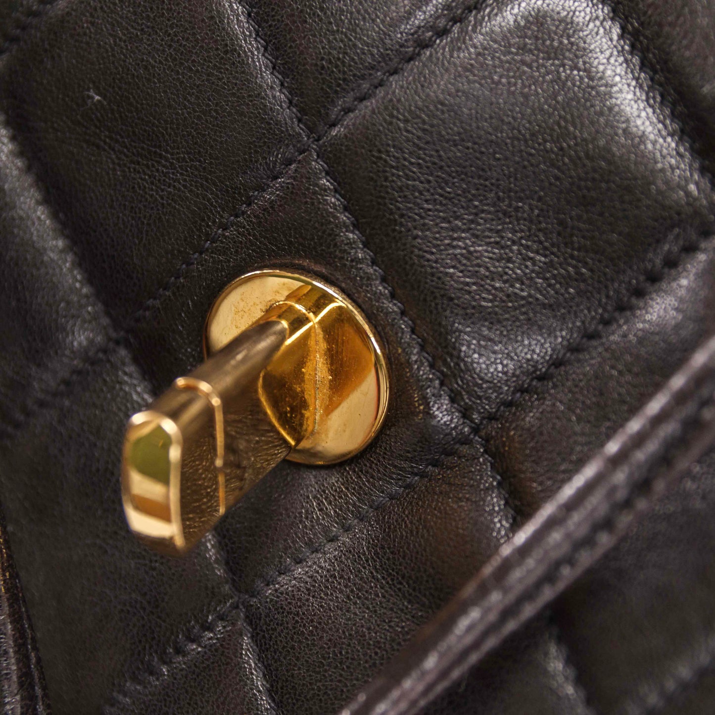 Authentic CHANEL  Lambskin Quilted Tassel Drawstring Backpack Black