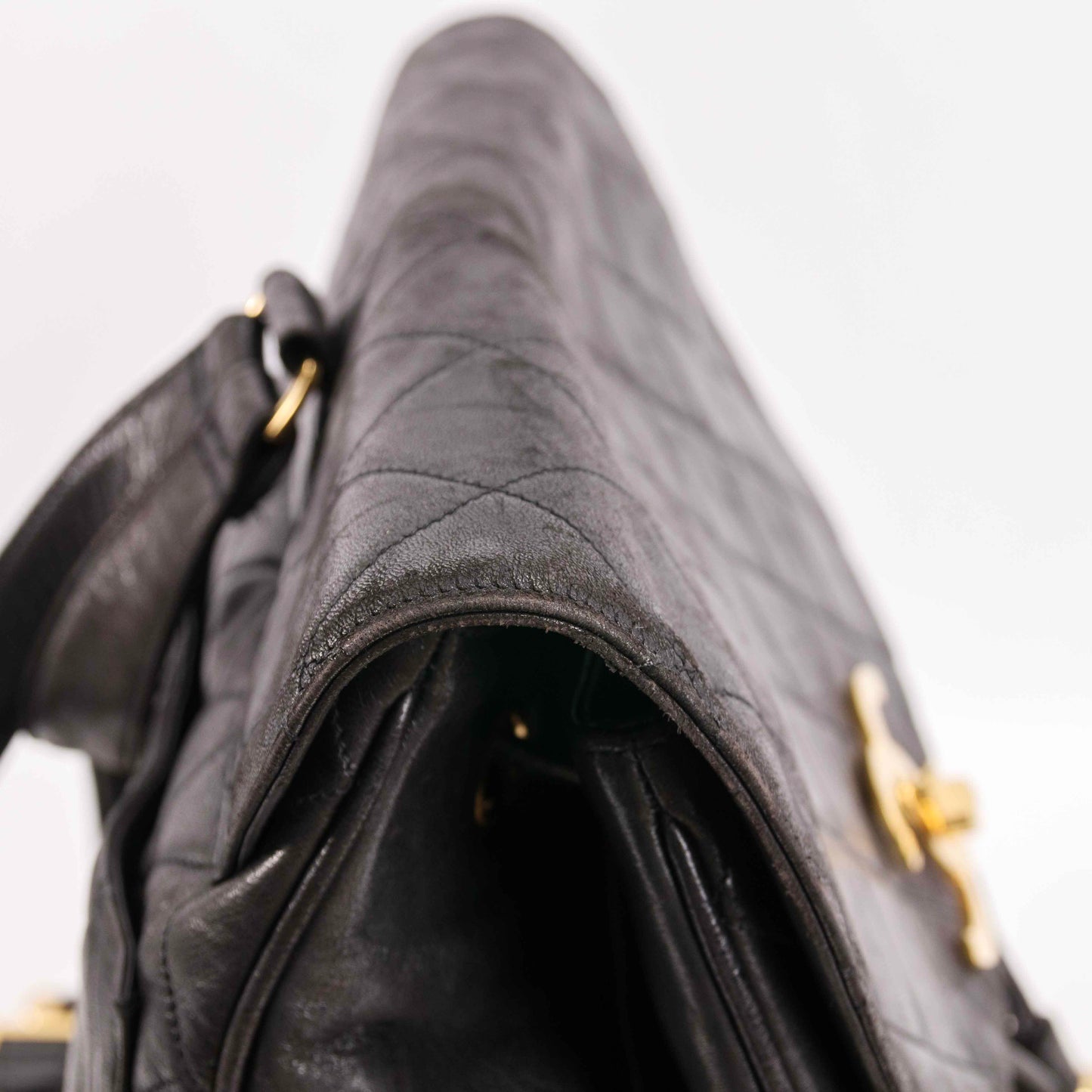 Authentic CHANEL  Lambskin Quilted Tassel Drawstring Backpack Black