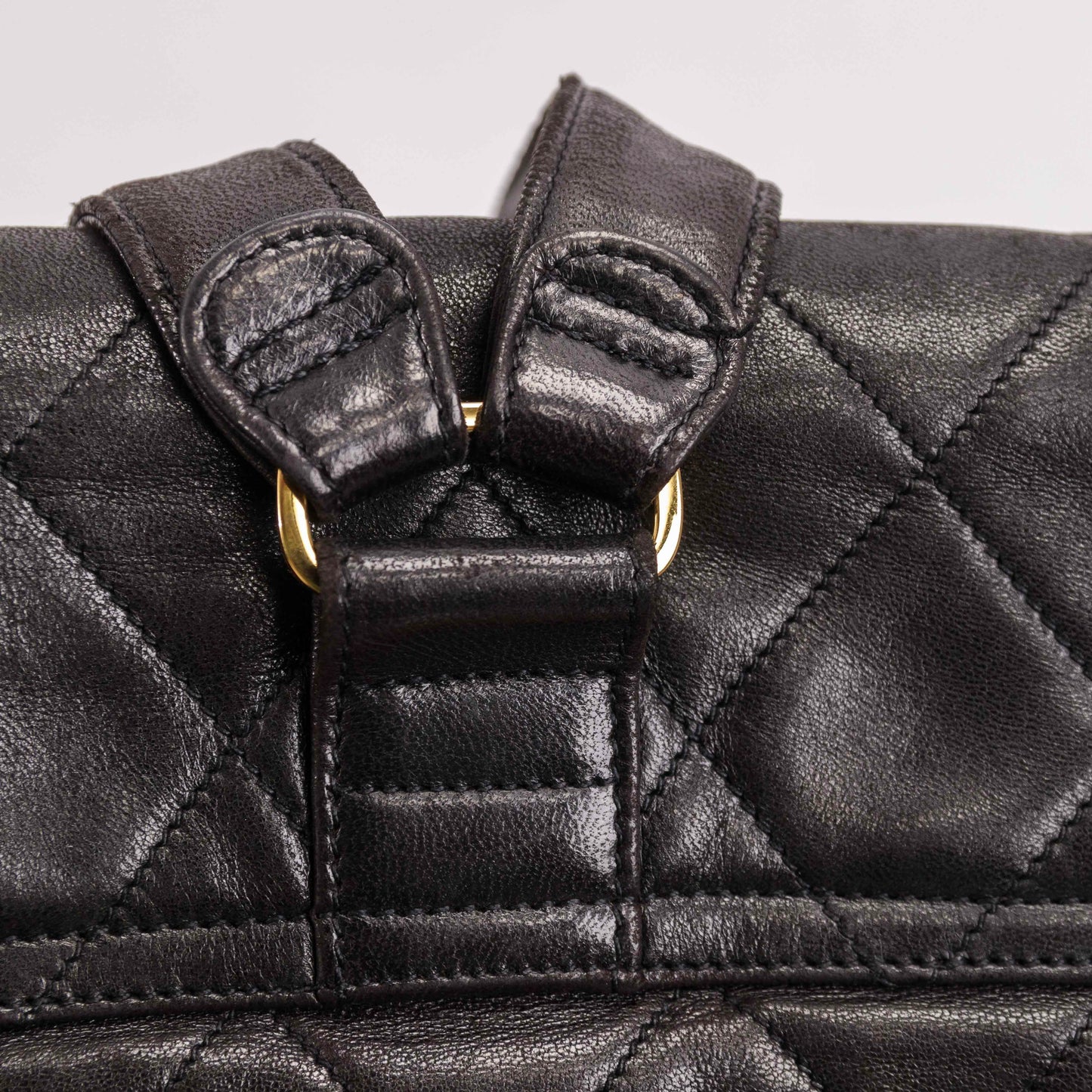 Authentic CHANEL  Lambskin Quilted Tassel Drawstring Backpack Black