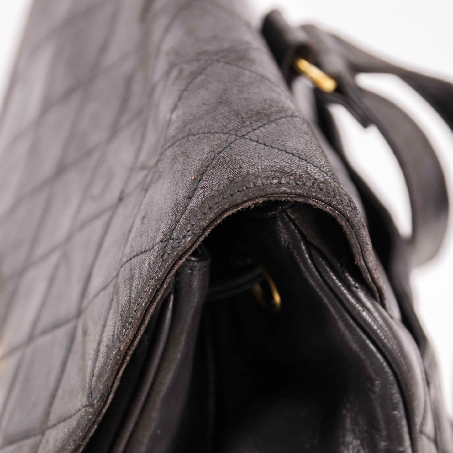 Authentic CHANEL  Lambskin Quilted Tassel Drawstring Backpack Black