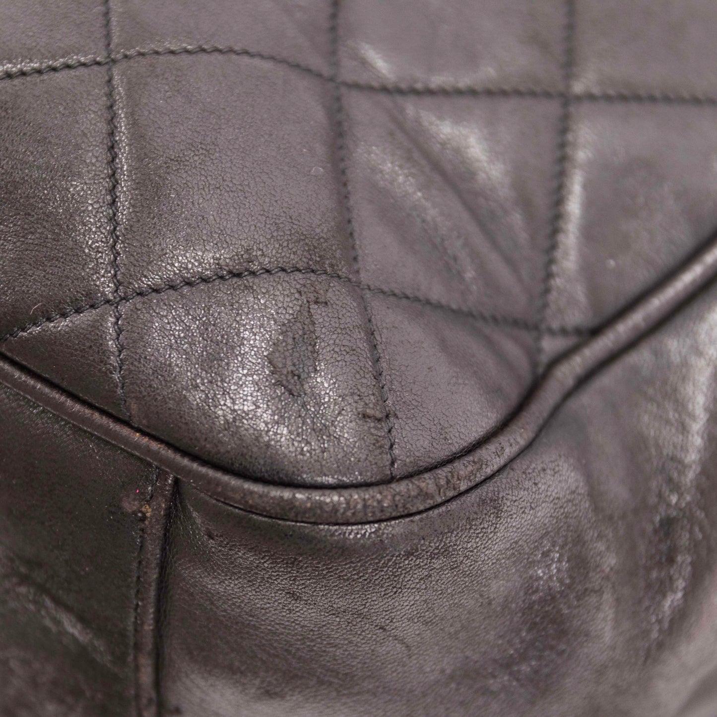 Authentic CHANEL  Lambskin Quilted Tassel Drawstring Backpack Black