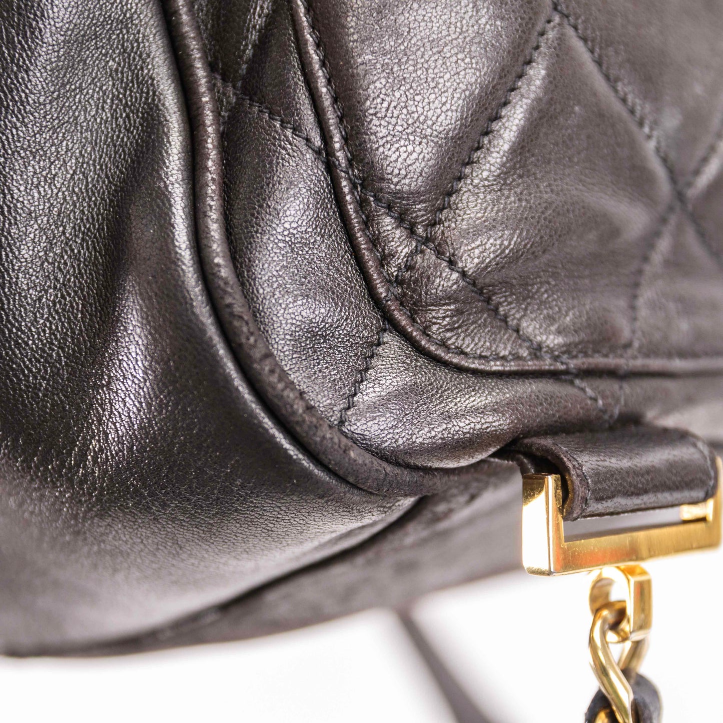 Authentic CHANEL  Lambskin Quilted Tassel Drawstring Backpack Black