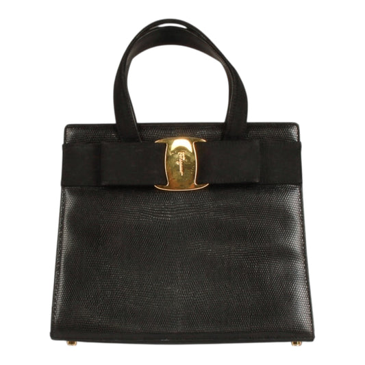 Authentic Salvatore Ferragamo Black leather handbag