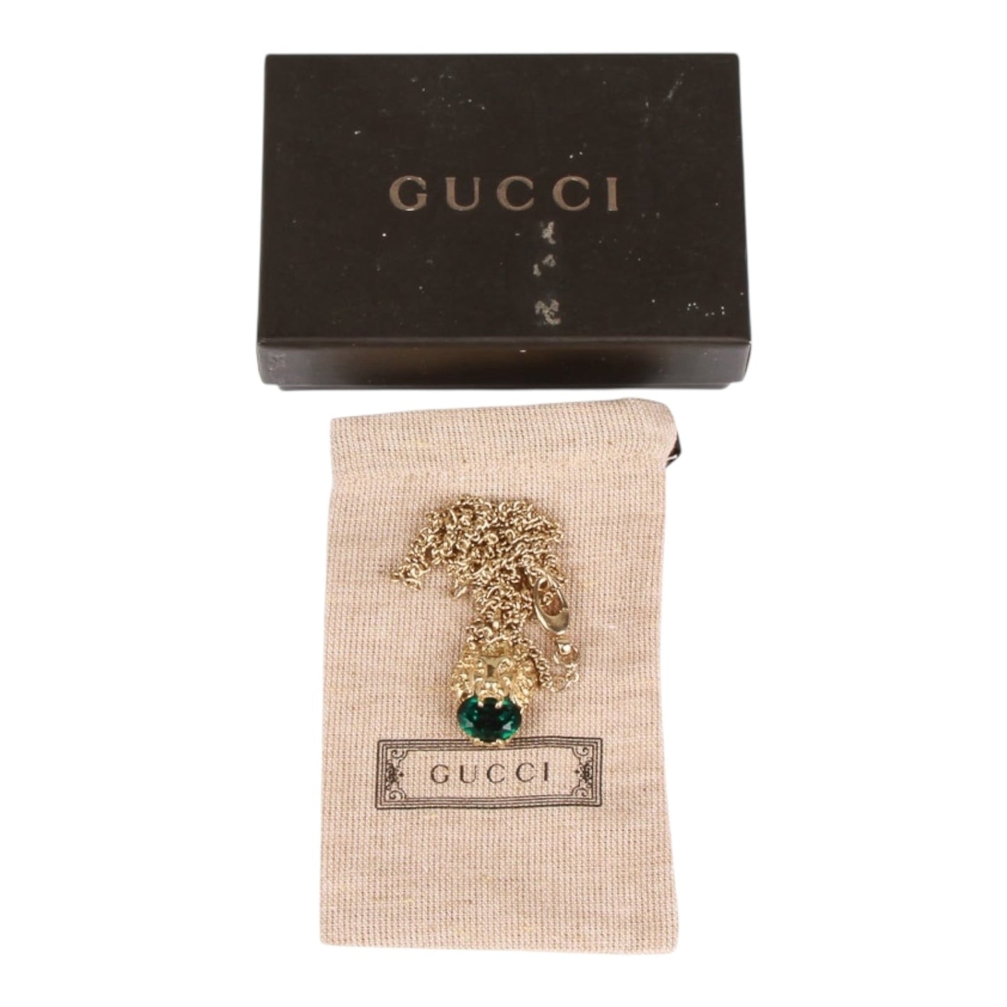 Authentic Gucci Lion Head Motif Gemstone necklace