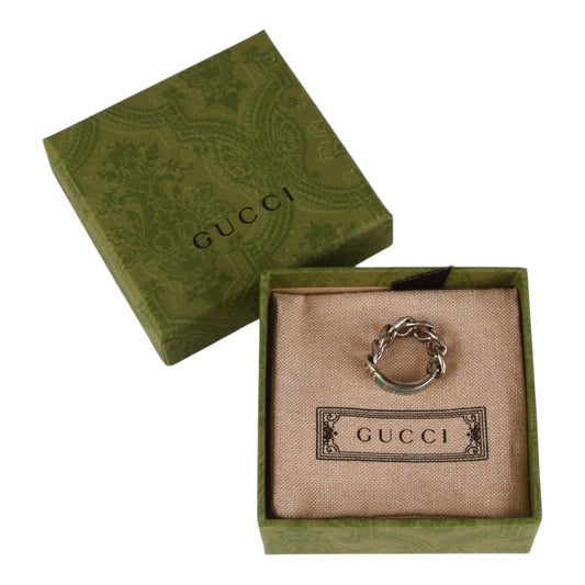 Authentic Gucci Sterling Silver Tag chain ring