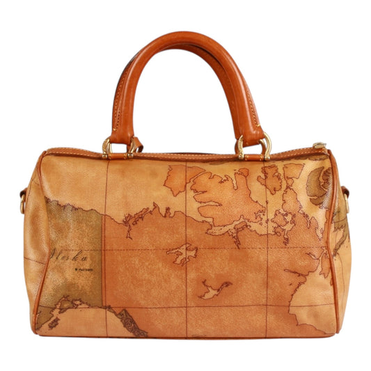 Alviero Martini Classe world map brown Boston bag