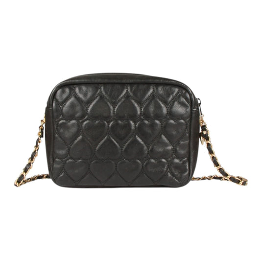 Vintage Moschino heart shape quilted calfskin Gold chain strap purse