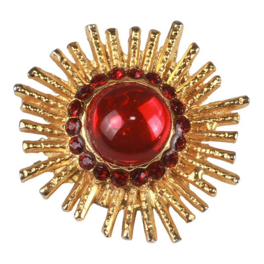 Authentic Gianni Versace sunburst face clip on Gold-tone earrings