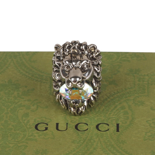 Authentic Gucci Crystal-Embellished Lion Head Ring
