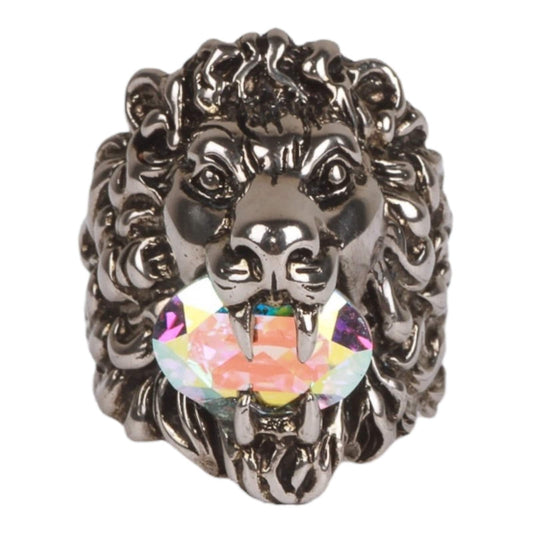 Authentic Gucci Crystal-Embellished Lion Head Ring
