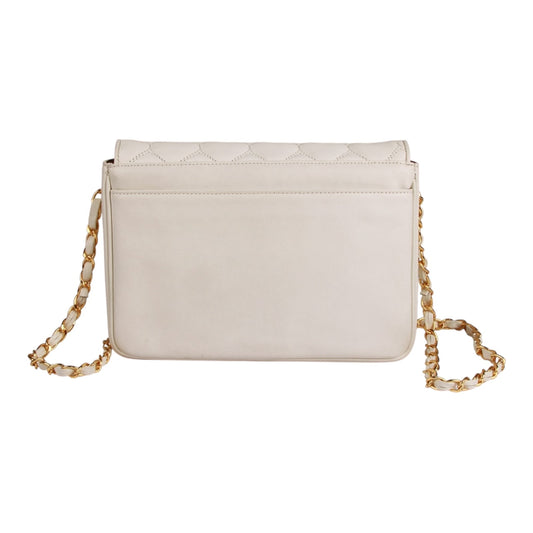 Moschino heart shape quilted calfskin Gold chain strap purse