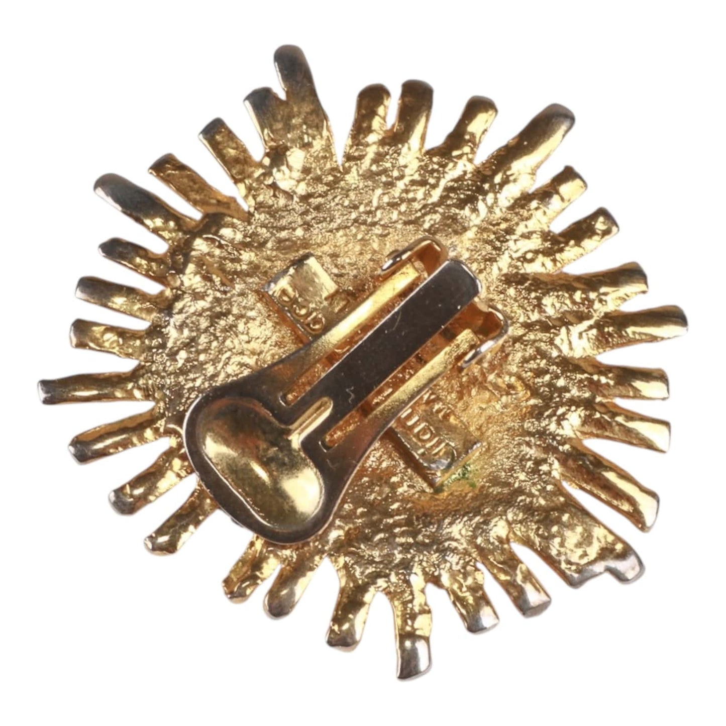 Authentic Gianni Versace sunburst face clip on Gold-tone earrings