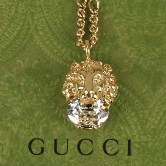 Gucci Lion Head Motif Gemstone necklace