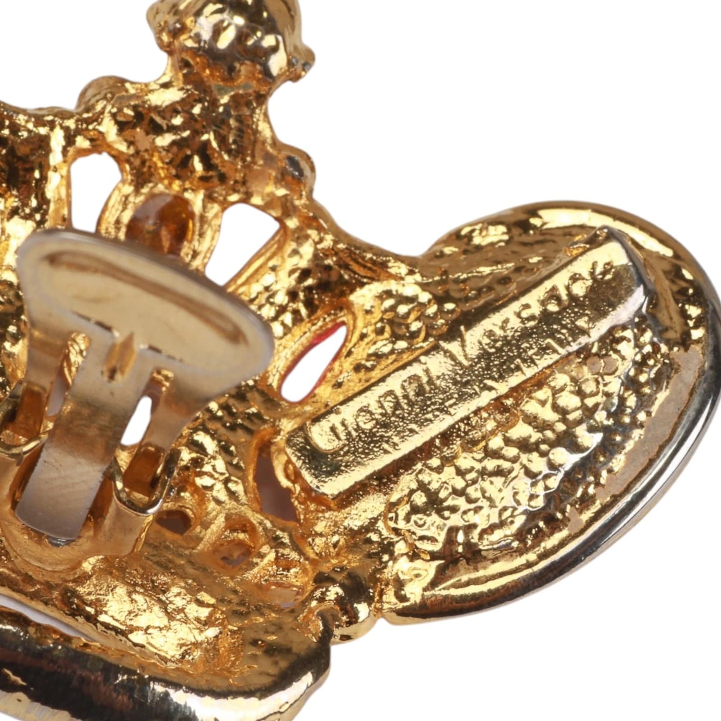 Authentic Gianni Versace crwon face clip on Gold-tone earrings