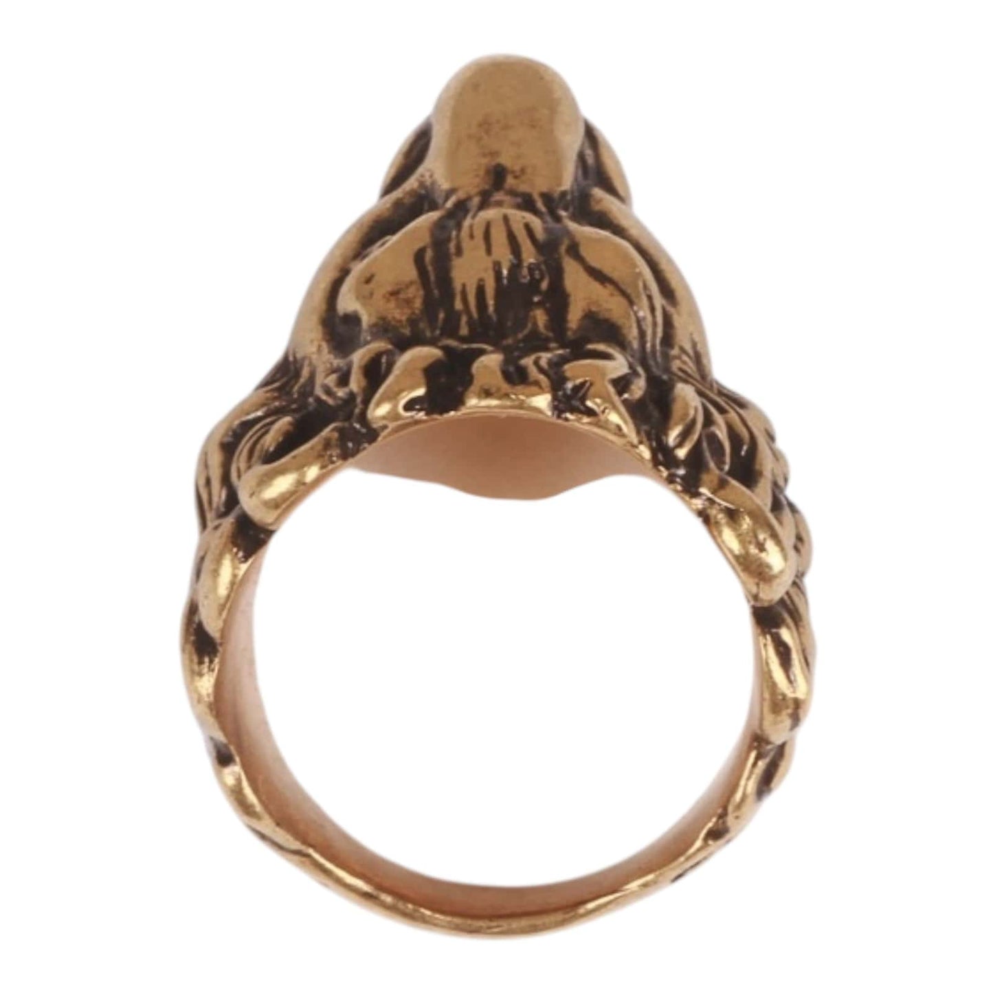 Authentic Gucci Lion Head Motif Ring In Gold tone