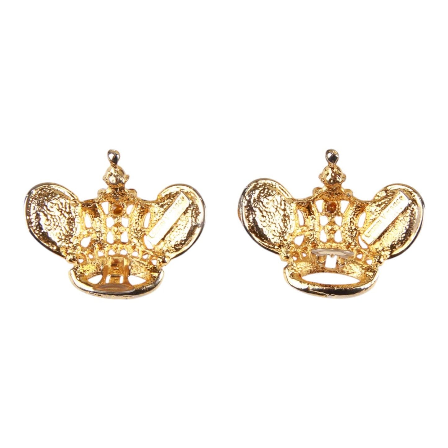 Authentic Gianni Versace crwon face clip on Gold-tone earrings